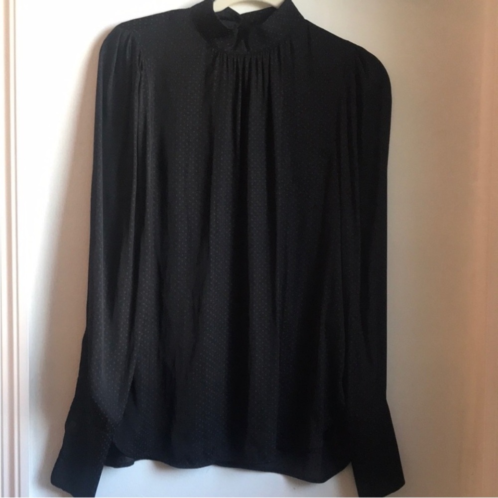 H&M Mock Neck Black Balloon Sleeve Swing Blouse – Women’s XXL